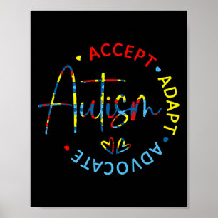 Autism Awareness Accept Adapt Advocate Autism Mum Poster
