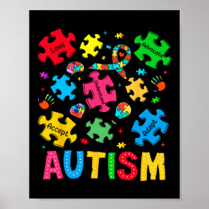 Autism Awareness Accept Adapt Advocate Autism Mum Poster