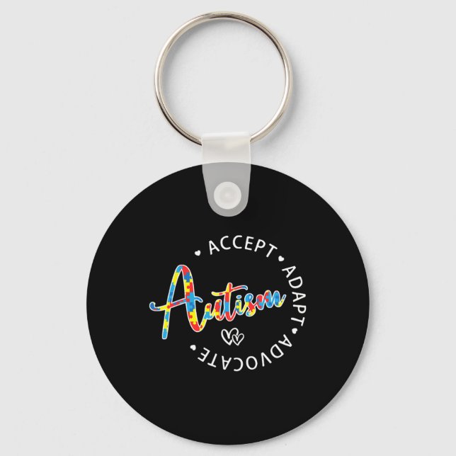 Autism Awareness Accept Adapt Advocate Autistic Mo Key Ring (Front)
