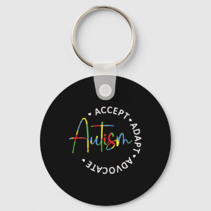 Autism Awareness Accept Adapt Advocate Long Sleeve Key Ring