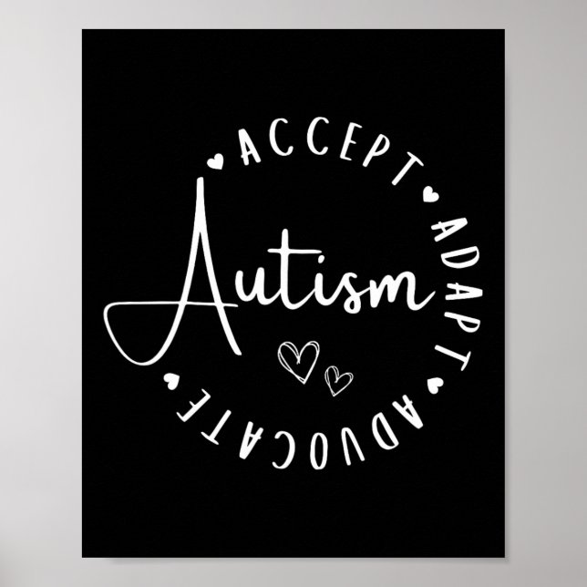 Autism Awareness Accept Adapt Advocate Understand  Poster (Front)