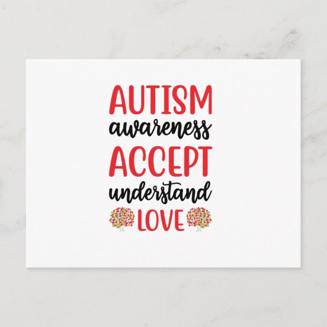 Autism Awareness Accept Understand Love (2) Invitation Postcard (Front)