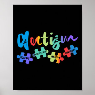 Autism Awareness Accept Understand Love Asd Rainbo Poster