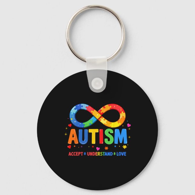 Autism Awareness Accept Understand Love Asd Suppor Key Ring (Front)