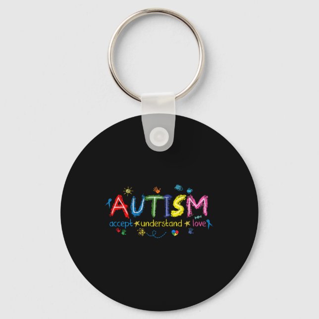 Autism Awareness Accept Understand Love Asd Suppor Key Ring (Front)