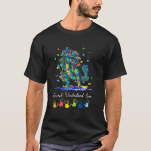 Autism Awareness Accept Understand Love Dinosaur W T-Shirt