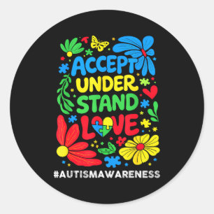 Autism awareness accept understand love for men classic round sticker