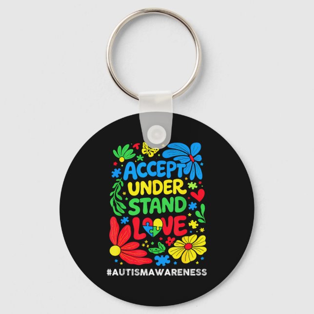 Autism awareness accept understand love for men key ring (Front)