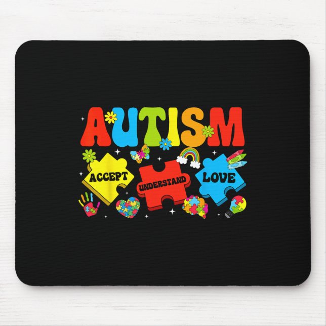 Autism Awareness Accept Understand Love Puzzles Au Mouse Pad (Front)