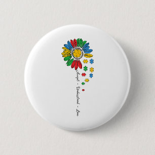 Autism Awareness Accept Understand Love Sunflower 6 Cm Round Badge