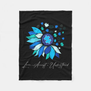 Autism awareness accept understand love sunflower fleece blanket