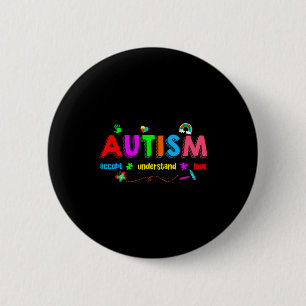 Autism awareness accept understand teacher men 6 cm round badge