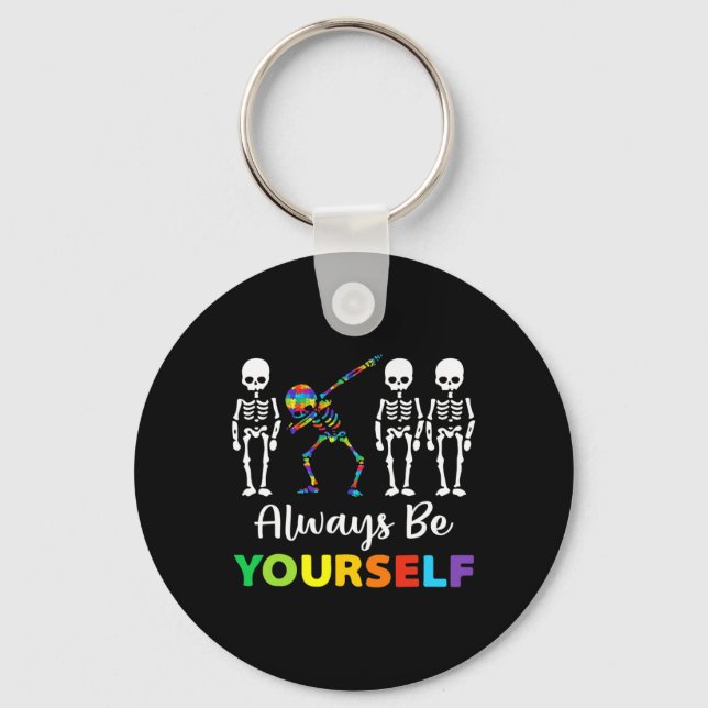 Autism Awareness Acceptance Always Be Yourself Wom Key Ring (Front)