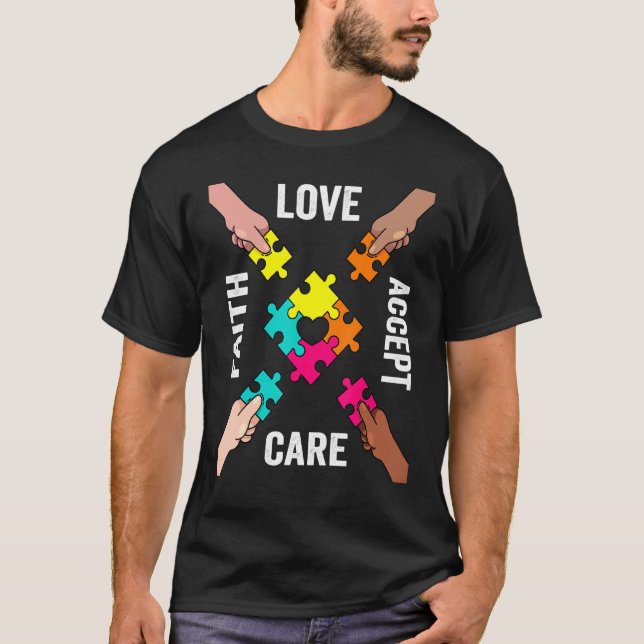 Autism Awareness   Acceptance Colourful Puzzle Pie T-Shirt (Front)