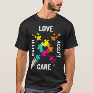 Autism Awareness Acceptance Colourful Puzzle Piece T-Shirt