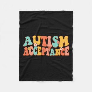 Autism Awareness Acceptance Groovy Retro Special E Fleece Blanket
