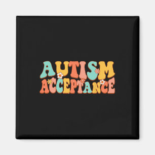 Autism Awareness Acceptance Groovy Retro Special E Magnet