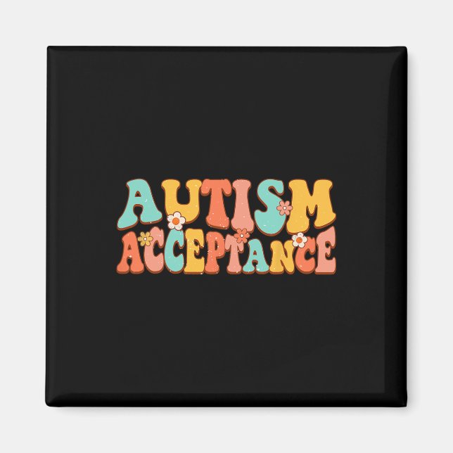 Autism Awareness Acceptance Groovy Retro Special E Magnet (Front)