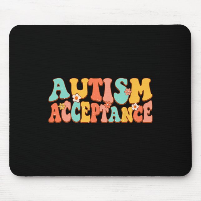 Autism Awareness Acceptance Groovy Retro Special E Mouse Pad (Front)