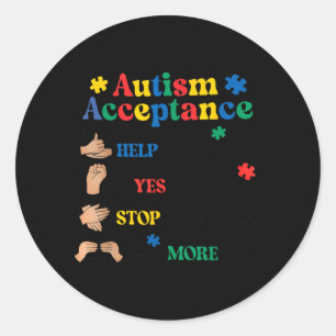 Autism Awareness Acceptance Hand Neurodiversity Classic Round Sticker