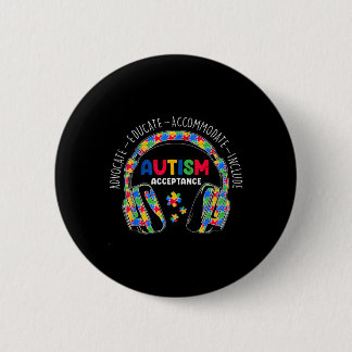 Autism Awareness Acceptance Headphones Teacher Boy 6 Cm Round Badge