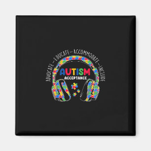 Autism Awareness Acceptance Headphones Teacher Boy Magnet