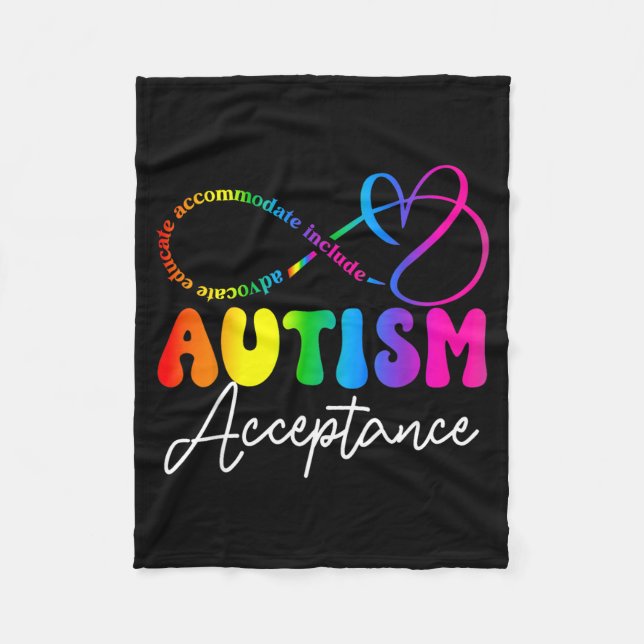 Autism Awareness Acceptance Infinity Symbol Advoca Fleece Blanket (Front)