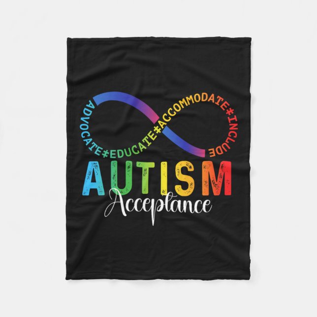 Autism Awareness Acceptance Infinity Symbol Advoca Fleece Blanket (Front)