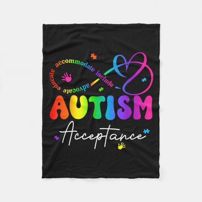 Autism awareness acceptance infinity symbol fleece blanket (Front)