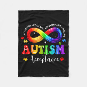 Autism awareness acceptance infinity symbol fleece blanket