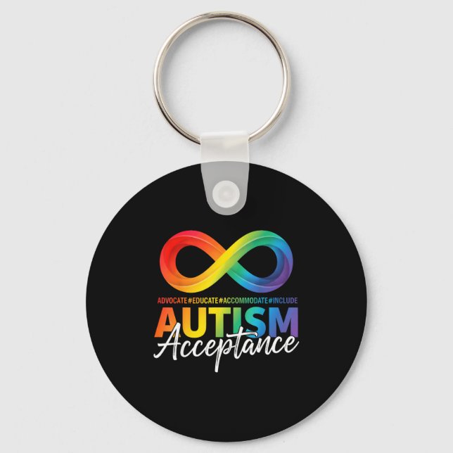 Autism awareness acceptance infinity symbol key ring (Front)