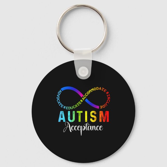 Autism awareness acceptance infinity symbol key ring (Front)