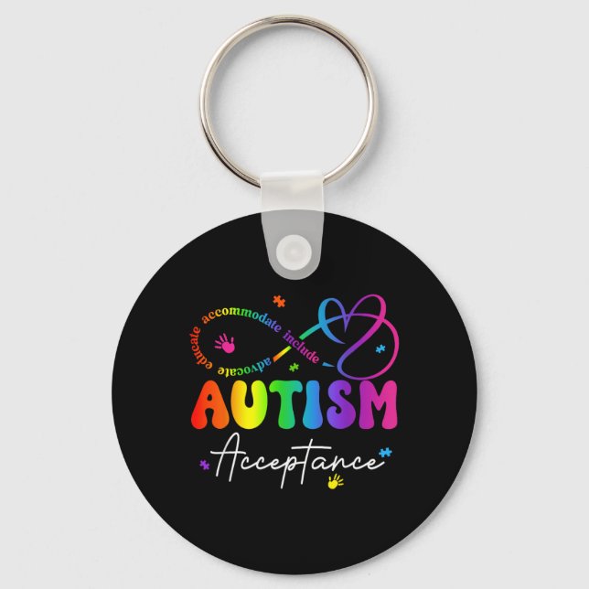 Autism Awareness Acceptance Infinity Symbol Key Ring (Front)