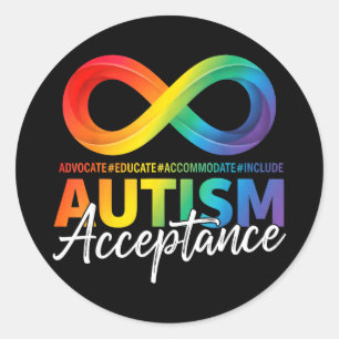 Autism awareness acceptance infinity symbol specia classic round sticker