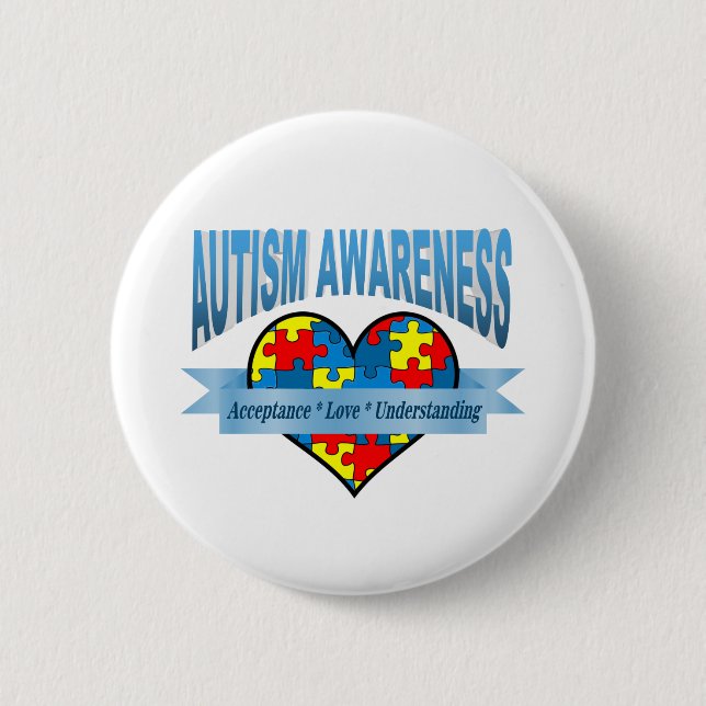 Autism Awareness Acceptance Love Understanding 6 Cm Round Badge (Front)