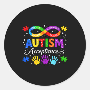 Autism awareness acceptance month men women kids classic round sticker