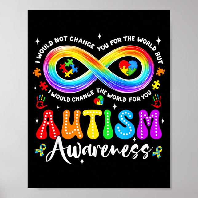 Autism Awareness Acceptance Rainbow Infinity Symbo Poster (Front)