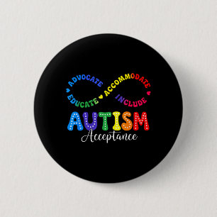 Autism Awareness Acceptance Shirt Infinity Symbol 6 Cm Round Badge