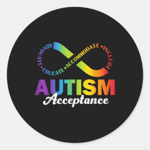 Autism Awareness Acceptance Shirt Infinity Symbol Classic Round Sticker