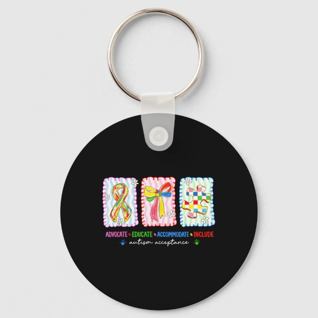 Autism Awareness Acceptance Shirt Infinity Symbol Key Ring (Front)