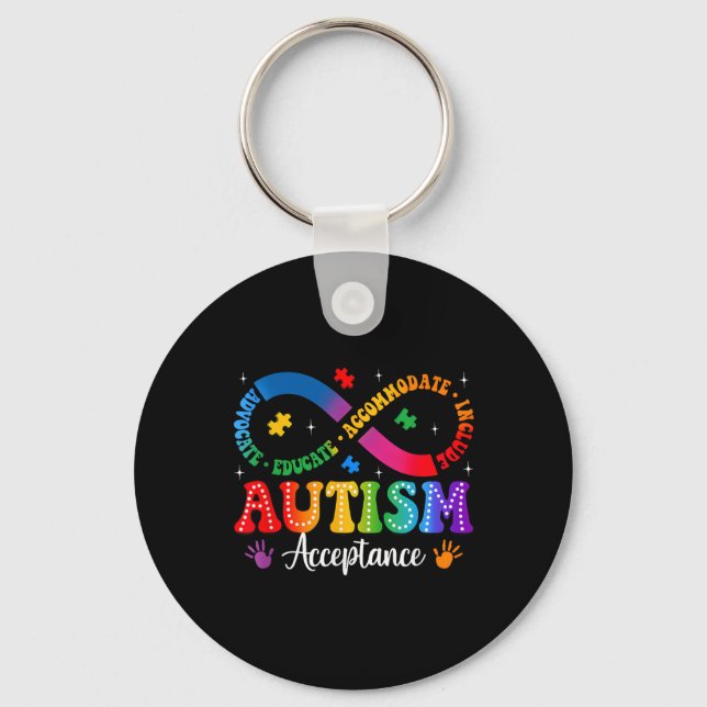 Autism Awareness Acceptance Shirt Infinity Symbol  Key Ring (Front)