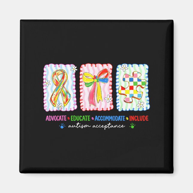 Autism Awareness Acceptance Shirt Infinity Symbol Magnet (Front)