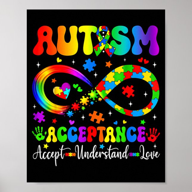 Autism Awareness Acceptance Shirt Infinity Symbol  Poster (Front)