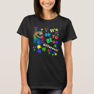 Autism Awareness Acceptance Sloth Its Ok To Be Dif T-Shirt