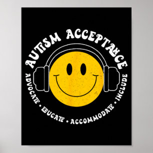 Autism Awareness Acceptance Smile Face Funny Kids  Poster