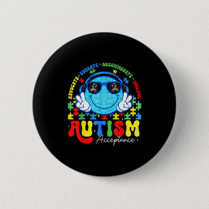 Autism Awareness Acceptance Smile Face Teacher Boy 6 Cm Round Badge