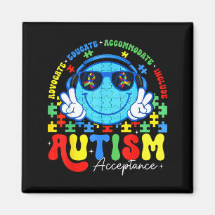 Autism Awareness Acceptance Smile Face Teacher Boy Magnet
