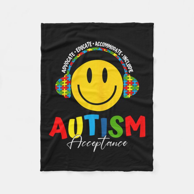 Autism Awareness Acceptance Special Education Teac Fleece Blanket (Front)