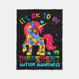 Autism Awareness Acceptance Unicorn Its Ok To Be D Fleece Blanket