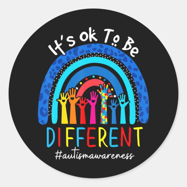 Autism Awareness Acceptance Women Kid Its Ok To Be Classic Round Sticker (Front)